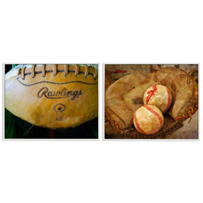  Sports Balls & Mitt 2 PC Giclee Art Set by Graffi*tee Studios