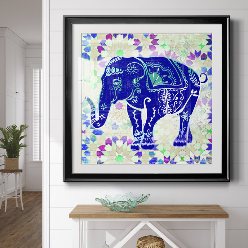 Painted Elephant II - reproduction de cadre photo, Noir, H 30,5 po x l 30,5 po x P 1,5 po