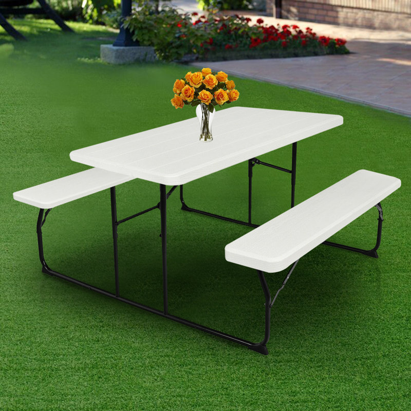 Table de pique-nique rectangulaire pour 4 personnes, Blanc