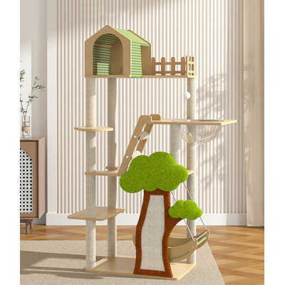 Minimalist Board, Hemp Rope & Linen Cat Tree for Home Use