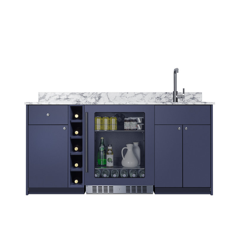 Summit Appliance Oasis Turnkey Wet Bar with Beverage Center, Sink, and Storage, ADA Height, Blue
