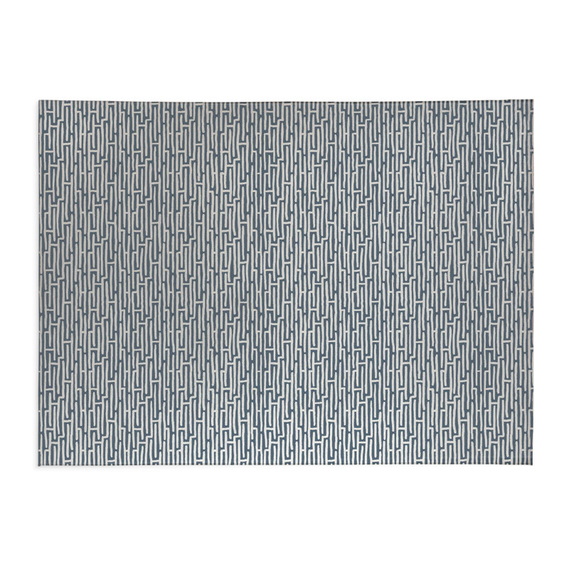 Twilight Labyrinth Lightweight Non-Slip Kitchen Mat, Blue Geometric, Rectangle 2' x 3'