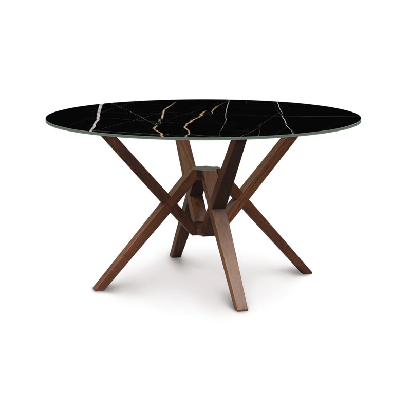 Table de salle à manger Exeter, Noir, noir, noir, noir, H 30 po x L 54 po x l 54 po, Noyer naturel