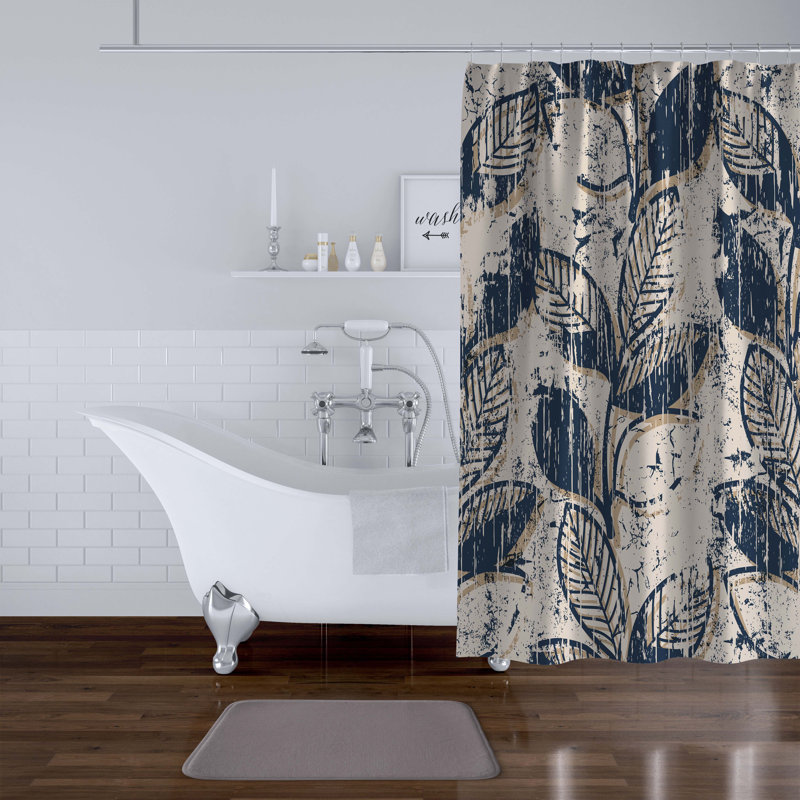 Rideau de douche simple à motif floral Betsaida, H 70 po x l 71 po