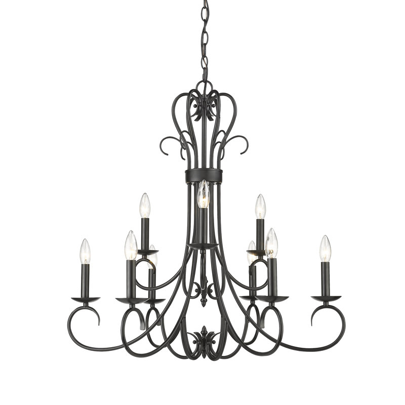 Karcher 9 - Light Dimmable Tiered Chandelier, Matte Black