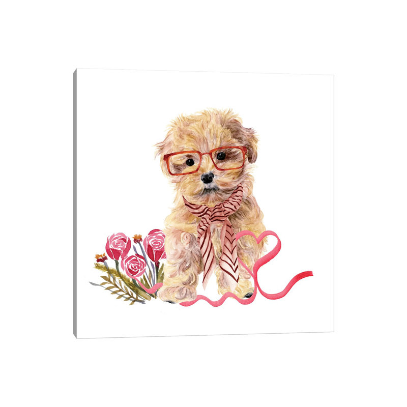 Valentine Puppy II by Melissa Wang - Wrapped Canvas Painting, 93.98 cm H x 93.98 cm W x 1.91 cm D