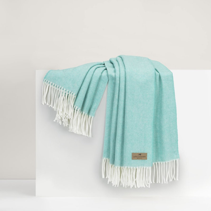 Italian Herringbone Throw, Aqua