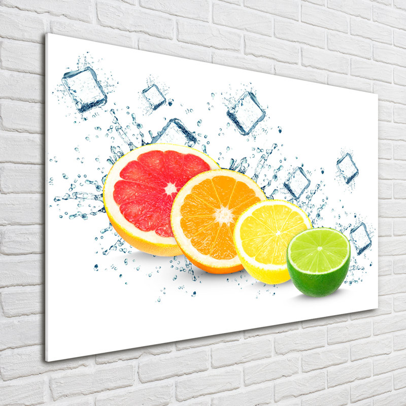 Glass Print Wall Art 100X70cm Image Printed On Glass Decorative Wall Picture Behind Toughened / Tempered Safety Real Glass For Kitchen & Living Room Theme:Citrus Fruits