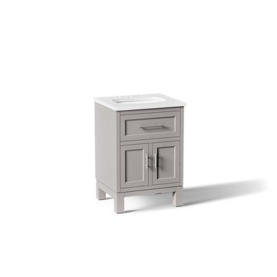 Quo 25'' Wall Mounted Single Bathroom Vanity with Solid Wood Top