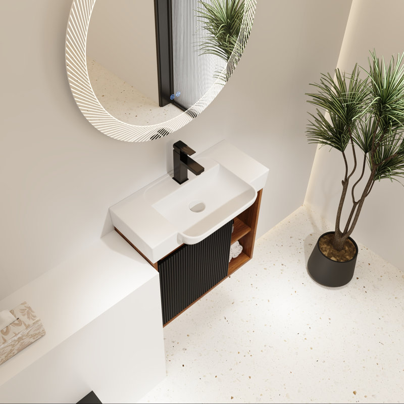 Meuble-lavabo mural avec lavabo en céramique, 24"