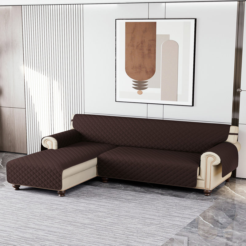 Housse pour canapé modulaire réversible, H 0,2 po x l 102 po x P 22 po, Microfibres brunes