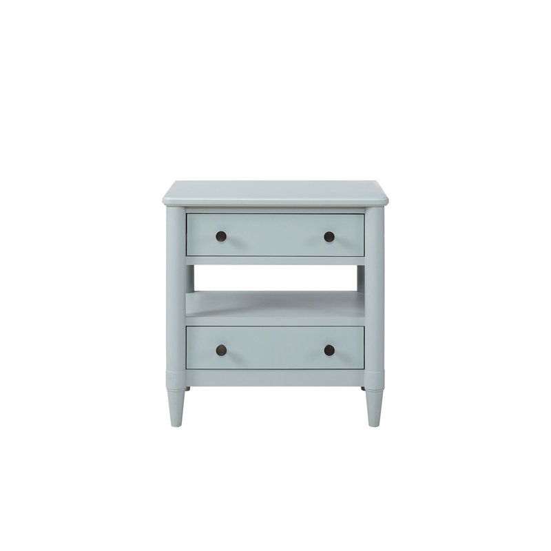 Table de chevet ouverte avec 2 tiroirs, Bleu clair