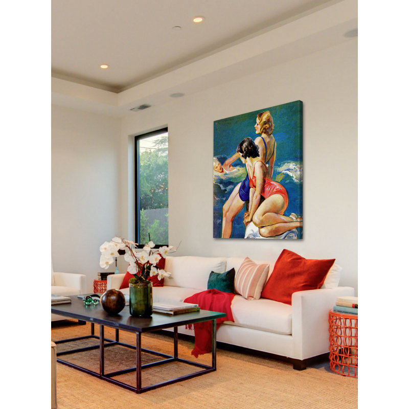 "At the Pool" par John LaGatta, reproduction d'art sur toile tendue, H 36 po x l 30 po