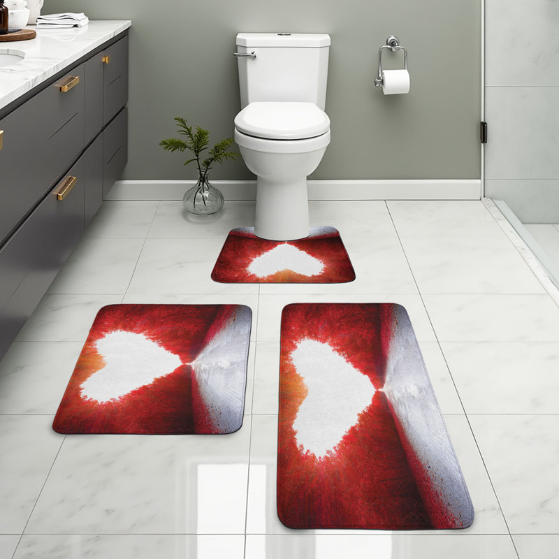  Ensemble de 3 tapis de salle de bain Love