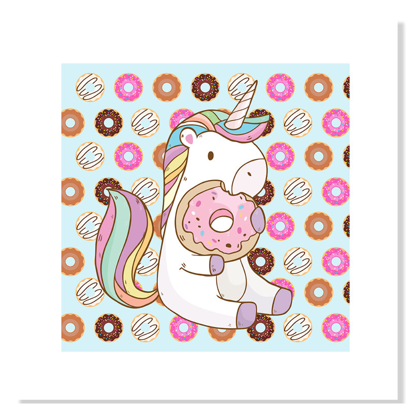 Donut Unicorn Wall Decal, 16" H x 16" W x 1" D, Paper