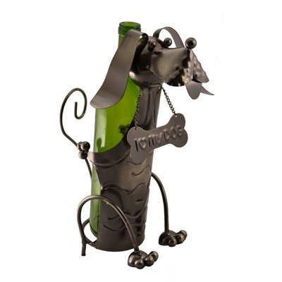 Dog Tabletop Wine Bottle Rack in Silver