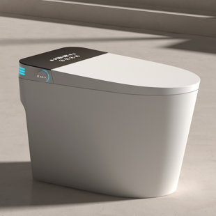 Smart Bidet Toilet with Motion-activated Lid, Automatic Flush, Heated Seat, Bidet & Rear Wash, Elongated Comfort Seat with Air Dryer, Foot Sensor & Remote Control