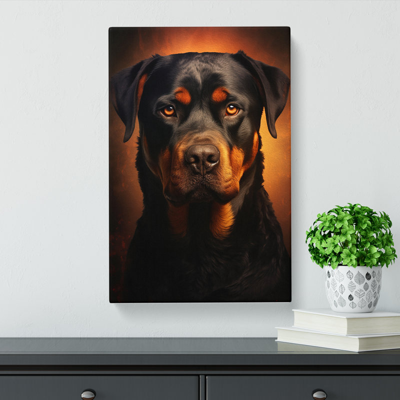 Rottweiler Digital - Wrapped Canvas, 76cm H x 50cm W x 3cm D
