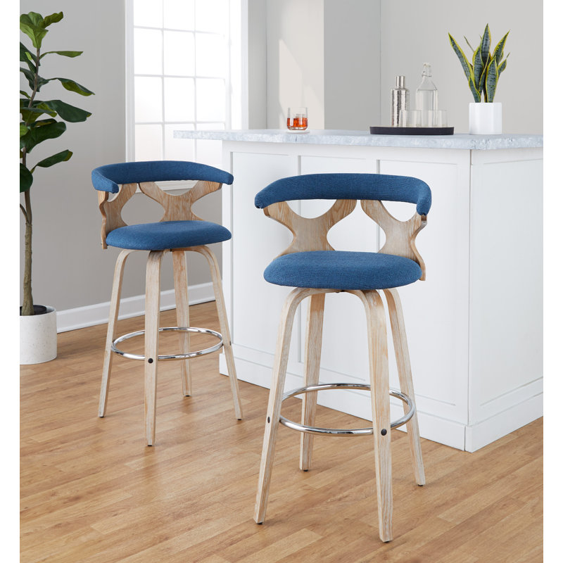 Tabouret de bar et de comptoir pivotant Lakyia (ensemble de 2), Crème, Tabouret de comptoir (hauteur d'assise de 25,5 po)