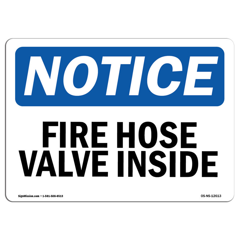 Fire Hose Valve Inside Decal 5" X 3.5"