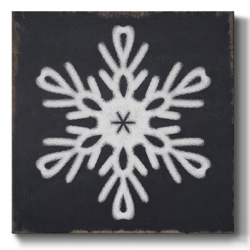 Tableau noir flocon de neige III, H 10 po x l 10 po x P 1,5 po