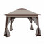 Pavillon de jardin escamotable 11X11FT, moustiquaire pour l'extérieur avec double toit (café)-123218920
