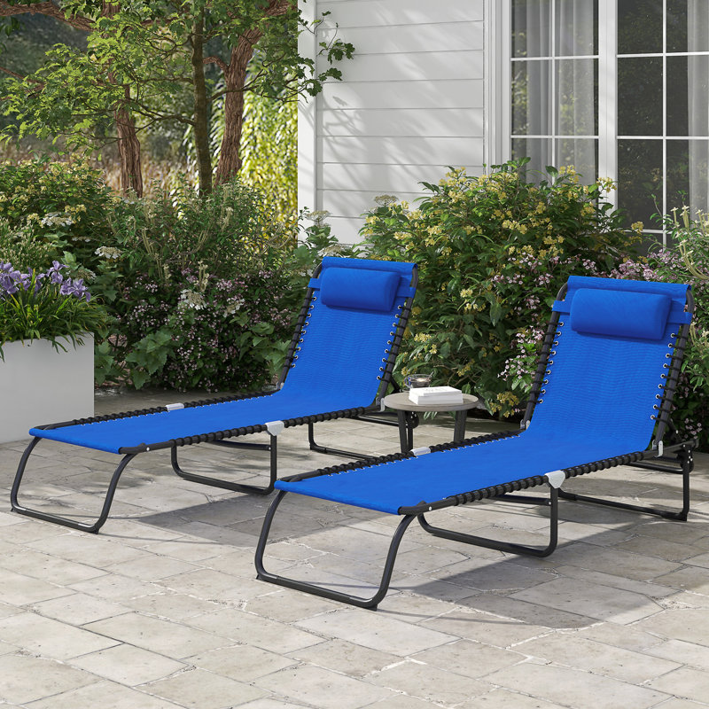 Méridienne pliante Outsunny, Bleu très foncé
