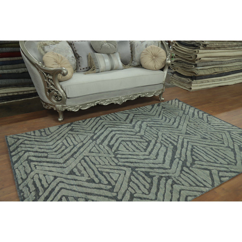 Tapis indien contemporain en laine 6x9