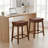 25" Counter Height Bar Stools Set of 2, Backless Saddle Bar Stools with Faux Leather Seat-1067177633