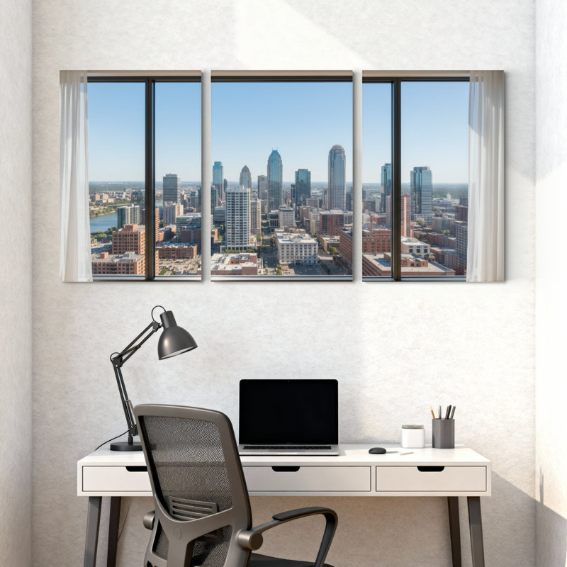 Ensemble de 3 impressions d'art sur toile, paysages et paysages urbains, H 24 po x l 48 po