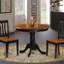 L'ensemble 3 pièces de table et chaises de cuisine comprend une table de salle à manger ronde avec piédestal et 2 chaises en bois massif, noir et cerisier-648835370-554688374-554688379