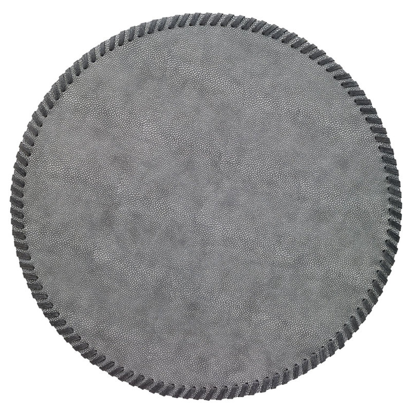 Whipstitch Vinyl Round Placemats, Pewter