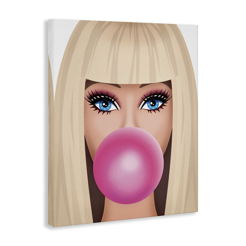 «Blonde Girl & Bubblegum» par Nataly White, H 30 po x l 24 po