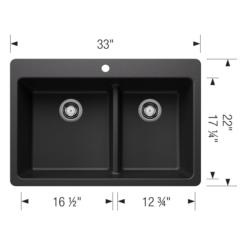 BLANCO 33" 60/40 Double Bowl Drop-In/Undermount Silgranit Kitchen Sink With Cleaner, Sink Grids And Basket Strainers In White