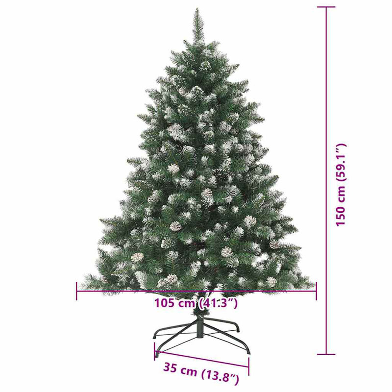 Artificial Christmas Tree with Stand, Silver, 4.92' H