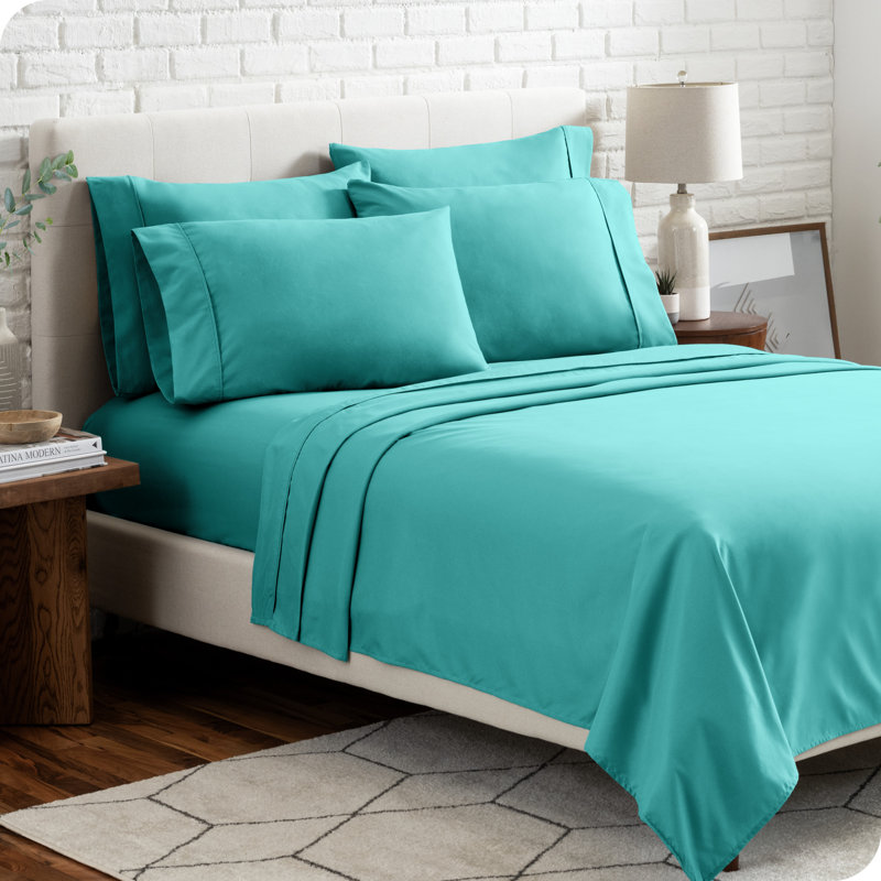 Microfiber Sheet Set with Bonus Pillowcase Set, Turquoise, Split King