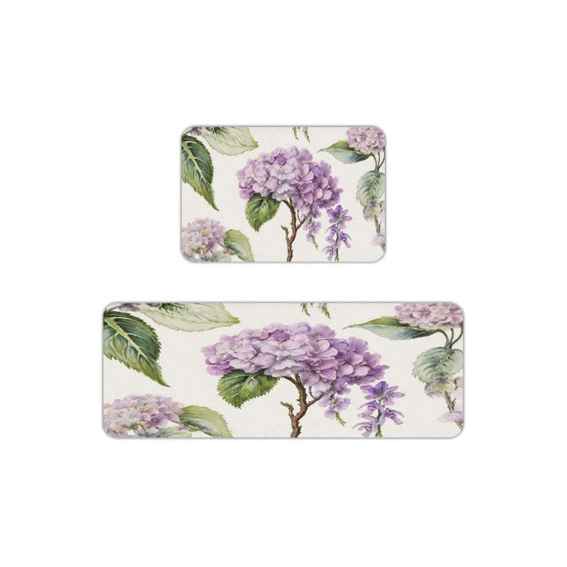 Purple Hydrangea Blooms, Kitchen Mats 2-Piece