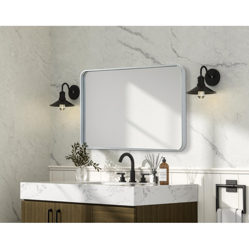 Erath Contour Metal Mirror, Silver, 36" x 24"