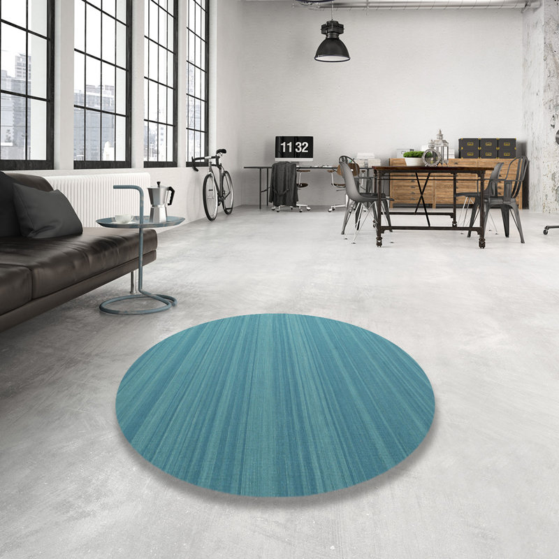 Tapis contemporain vert mer, Rond 5 pi