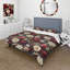 Ensemble de housse de couette à motif floral en microfibre Victorian Royal Burgundy III-2029803985
