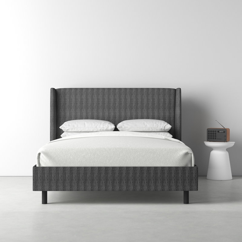 Lapa Upholstered Wingback Bed, California King, Dash Navy
