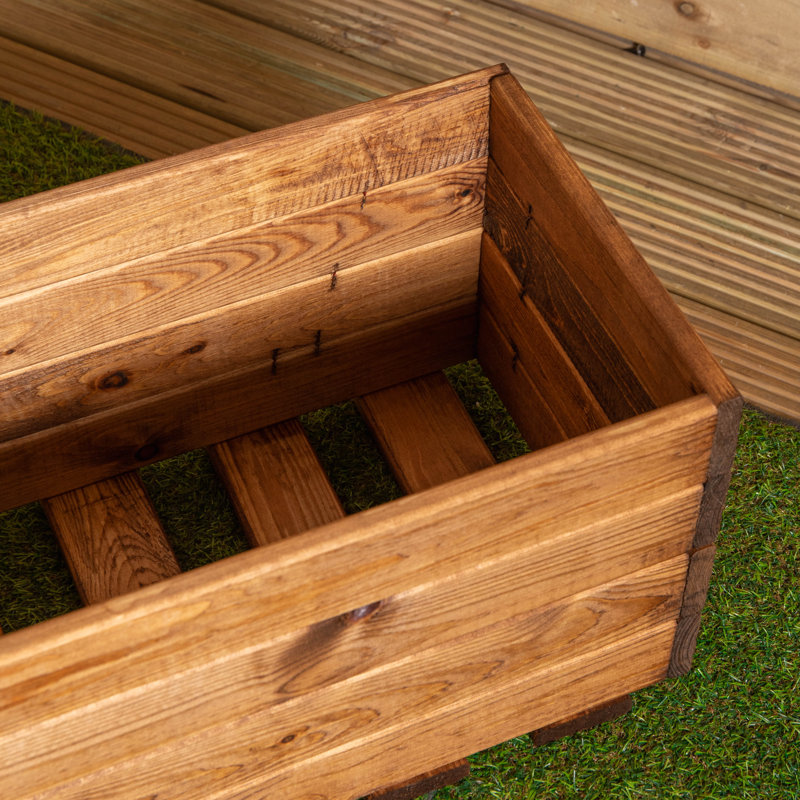 Hand Made 78Cm X 30Cm Rustic Wooden Open Top Garden Trough Flower Bed Planter