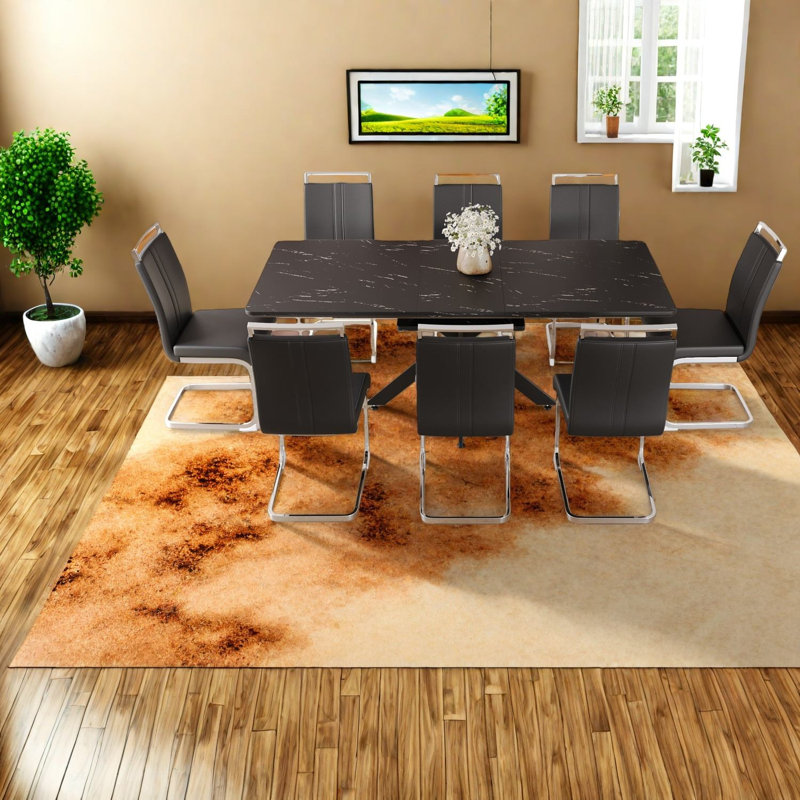 Extendable Dining Table Sets(must Include Both Table And Chair) Mdf Metal