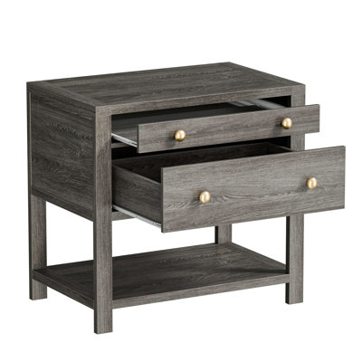 25''W Nightstand with Drawer, Shelf and Pull-out Tray