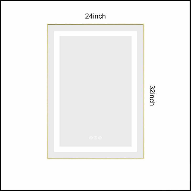 Miroir de salle de bain DEL, 24 po x 32 po, Doré