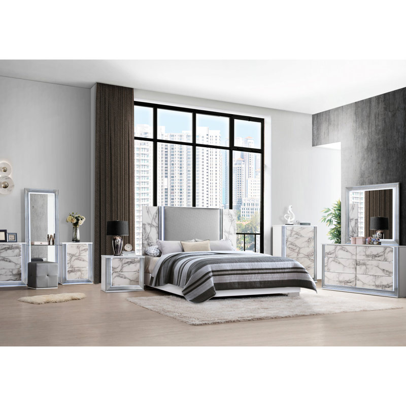 MOON WHITE MARBLE LED Nightstand