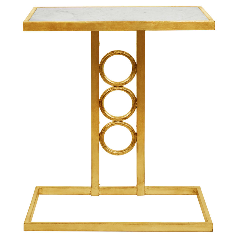 Ringlet End Table, Carrera Marble, Gold Leaf