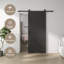 36 po x 84 po Porte de grange coulissante en bois aggloméré laminé noir entièrement assemblée avec trousse de quincaillerie