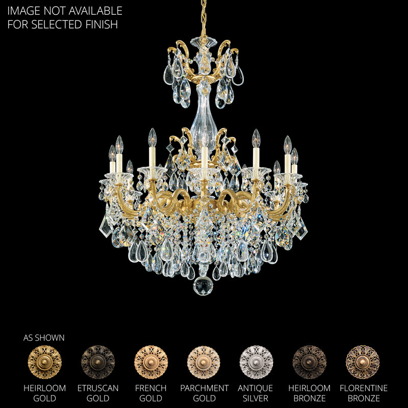 La Scala 12 - Light Glass Chandelier, Antique Silver, Handcut Clear
