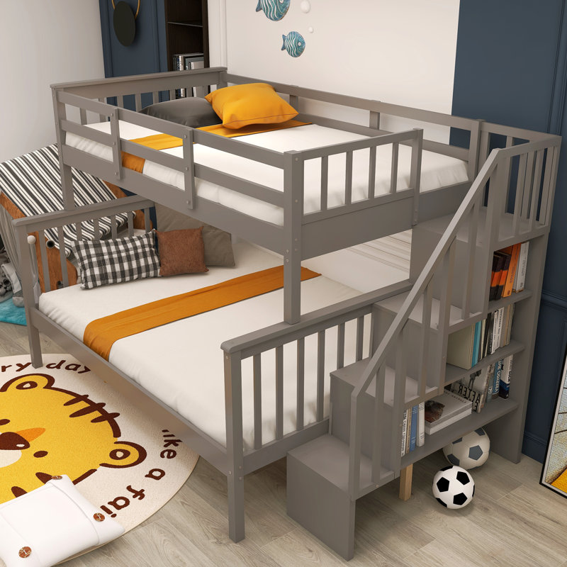 Mehrab Kids Twin Over Full Bunk Bed, Gray